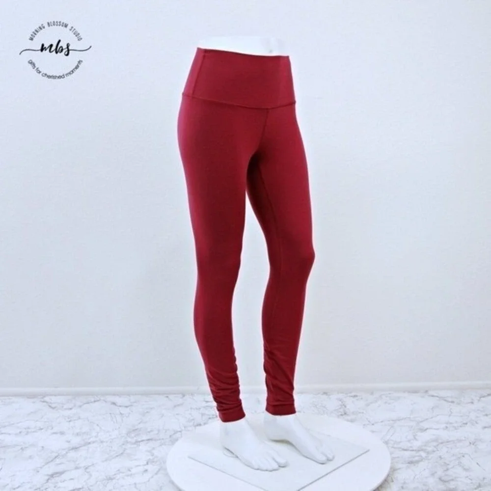 Lululemon‎ High Rise Full Length Fitted Stretch Leggings Red Women 6
